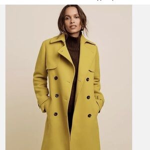NWT!!! Ann Taylor Belted Trench Coat in Split Pea Green color, size: Petite S